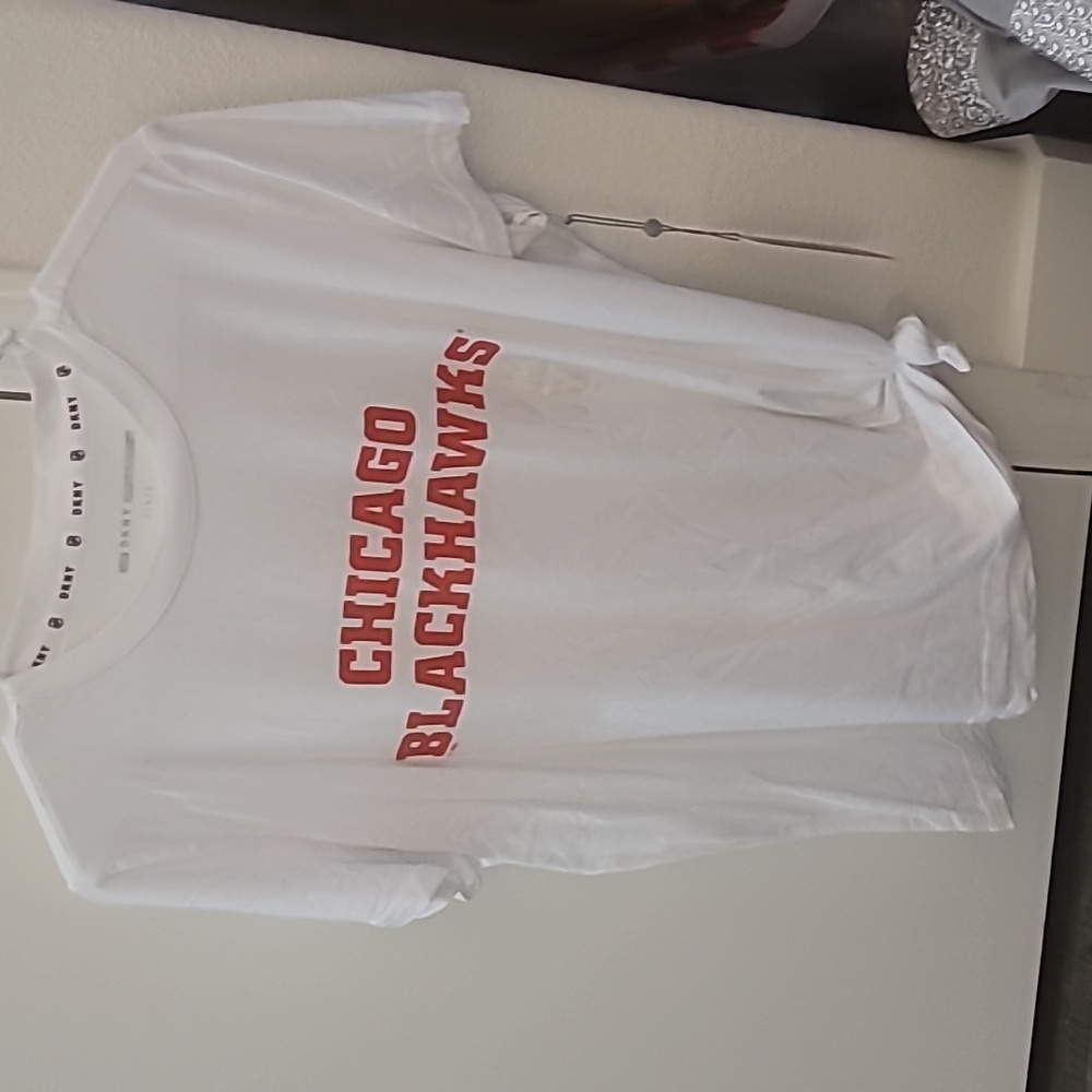 Womens white size LG DKNY sport Chicago Blackhawks Tee.
